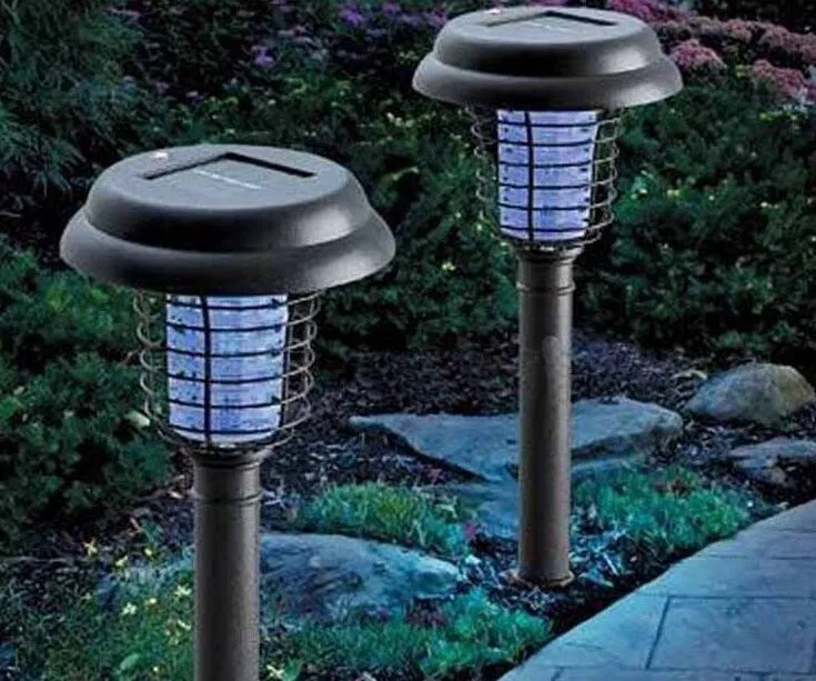 태양 조명 LED 태양 잔디 라이트 퍼플 화이트 두 램프 2 램프