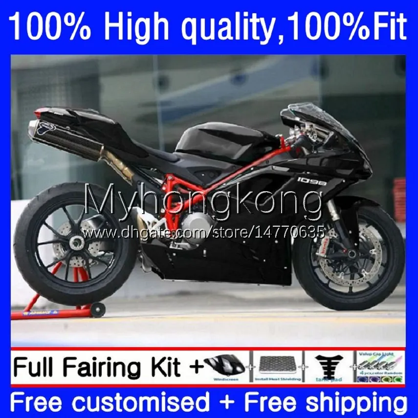 Bodsy wtryskowe dla Ducati 848R 1098R 1198R Gloss Black 848 1098 1198 S R 07 08 09 10 11 12 14NO.43 Nadwozie 848S 1098S 1198S 2007 2007 2000 2011 2012 2012 OEM Zestaw do zwalczania