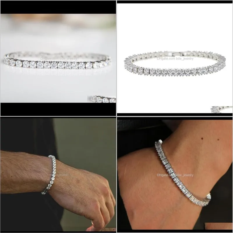 fashioh crystal tennis bracelet zircon beads men bracelet bangle chains strand bracelets for women pulseiras bijoux silver tennis