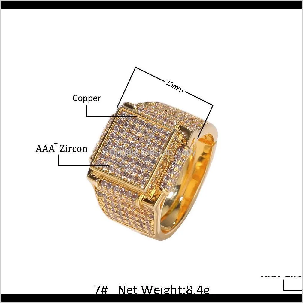 sparkling cubic zirconia diamonds copper exaggerated square ring for men women fashion new luxury designer hip hop jewelry