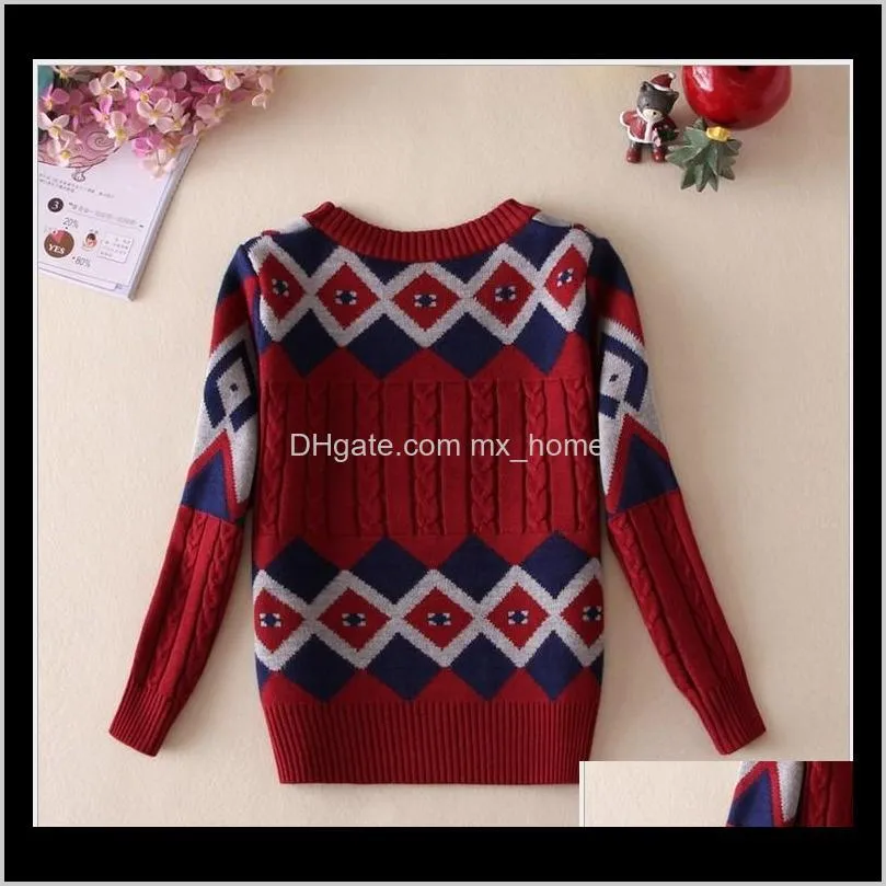 retail 2018 new boys fall winter sweaters children geometric patterns plaid sweatshirts kids keep warm pullover boy sweater 100-140cm