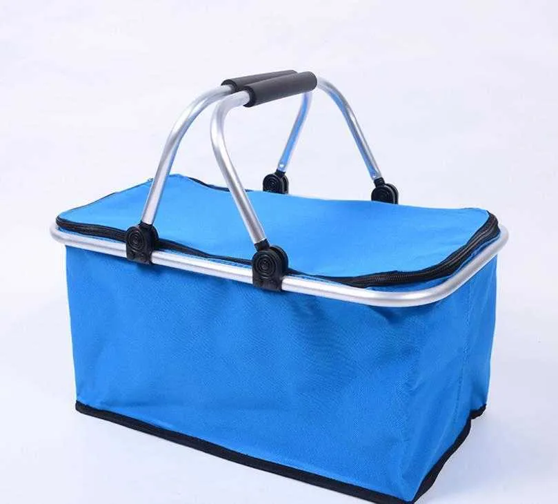 Portable Picnic Lunch Bag Ice Cooler Box Storage Travel Basket Cooler Cool Hamper Shopping Basket Bag Box SN2067