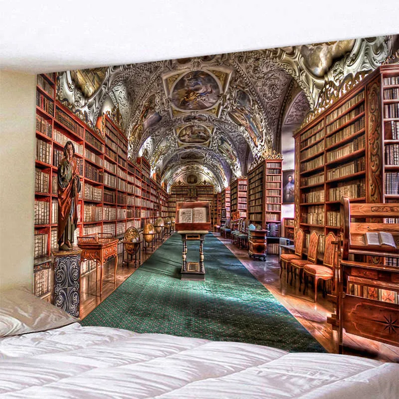 3D Kütüphane Goblen Hint Mandala Goblen Duvar Asılı Goblenler Boho Yatak Odası Duvar Halı Kanepe Battaniye 6 Boyutu 210609