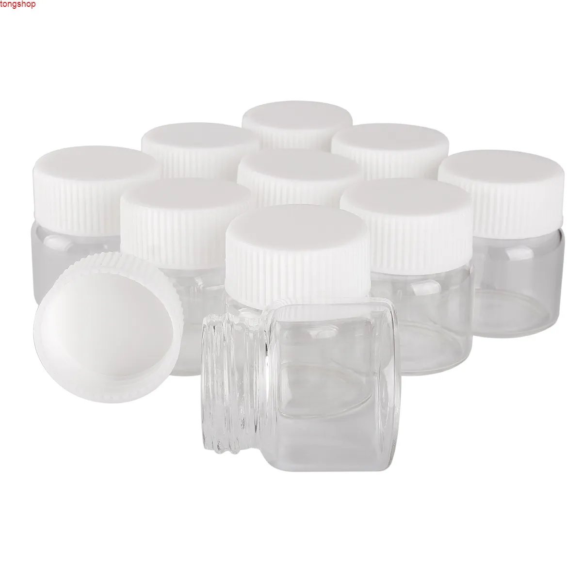 15 pieces 20ml 37*40mm Glass Bottles with White Plastic Caps Spice Container Candy Jars Vials DIY Craft for Wedding Giftgoods