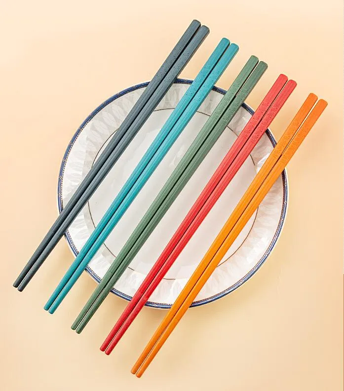 Premium återanvändbar multicolour ätpinnar sushi japanska matt anti-slip chop pinnar chopstick xb