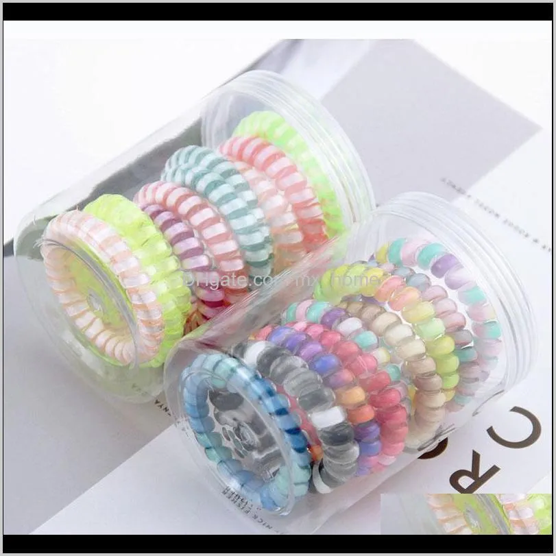 kids girl telephone wire cord hair tie girls elastic hairband ring rope candy color bracelet stretchy scrunchy