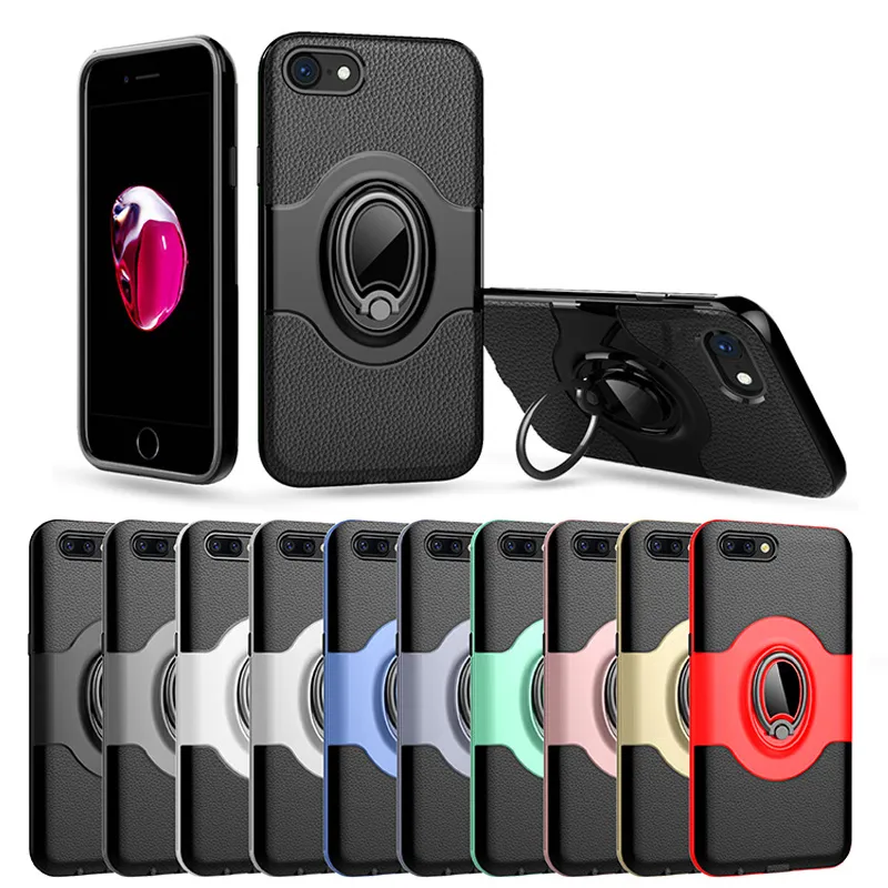 Custodie per telefoni Custodia per anello magnetico per auto Custodia in pelle per armature 360 per iPhone 11 Pro X Xr Xs Max 8 7 6S Plus Samsung Note 9 S8 S9 S10
