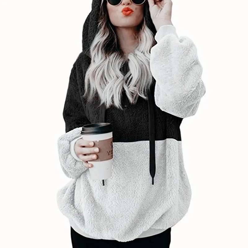 Mulheres Casual Plush Hoodies Zipper Cordilheira Com Capuz Moletom Com Capuz Outono Inverno Senhora Com Capuz Quente Loose Tops Plus Size 5XL 210507