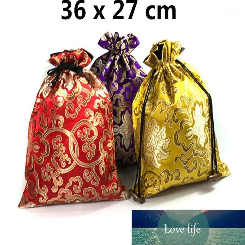 Emballage cadeau 11x14,5 pouces Jacquard Floral Luxury Extra Large Sacs Noël Chinois Soie Brocade Cordon Pochettes Chaussures Dust Covers1