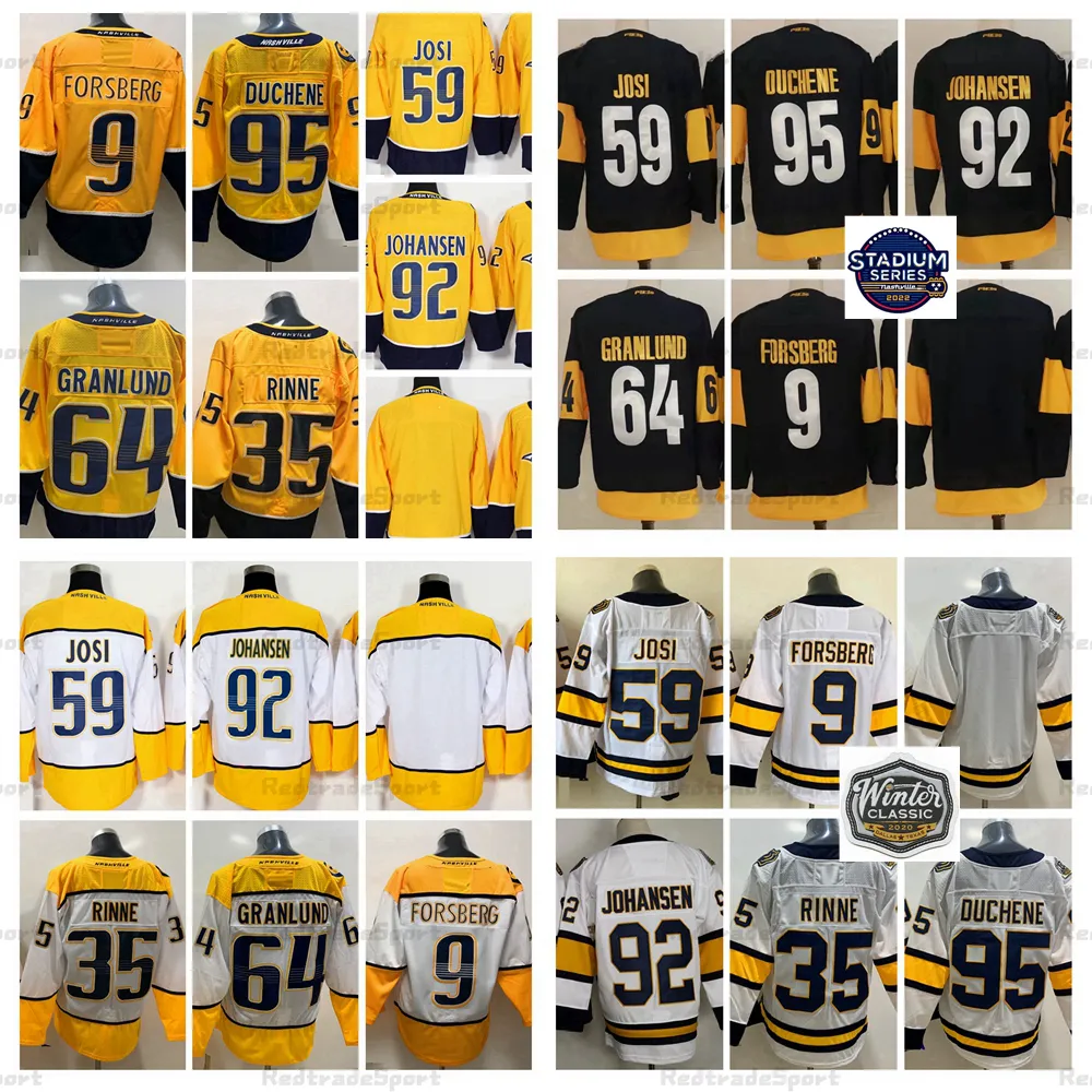 2022 Stadium Series 59 Roman Josi Hockey''nhl Jerseys 95 Matt Duchene 64 Mikael Granlund 9 Filip Forsberg Ryan Johansen 35 Pekka Rinne Navy Gold