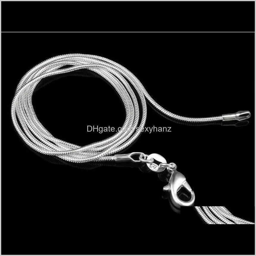 1mm 925 sterling silver plated snake chain necklace lobster clasps chain jewelry 16 18 20 22 24 inches promotions !