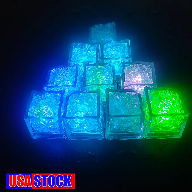 Cubos de gelo LED Flash Light, festa de casamento gelo, cristal cubo cor flash, presentes de natal