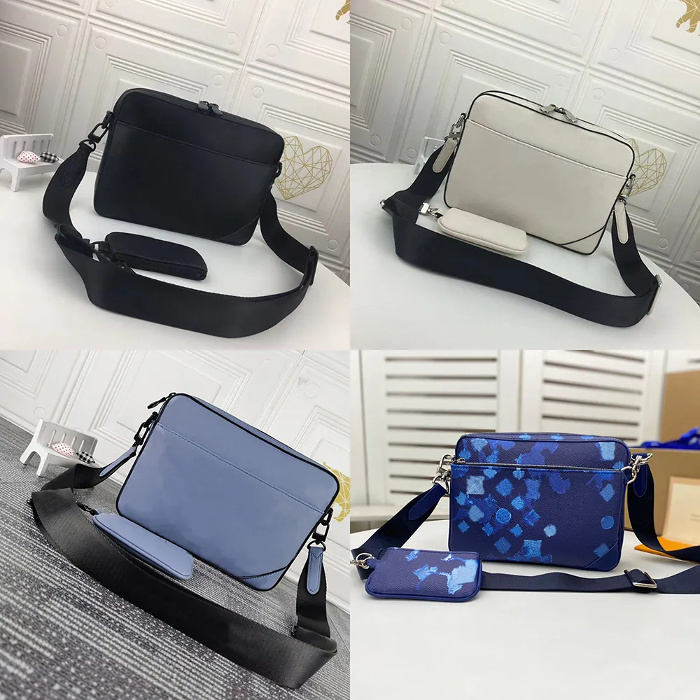 حقيبة ساعي Luxurys للرجال المصممين حقائب كتف Crossbody قطعتان مجموعة أزياء نقش جلد رجل مع محفظة حقيبة يد تخزين يومي محفظة صغيرة للعملات المعدنية