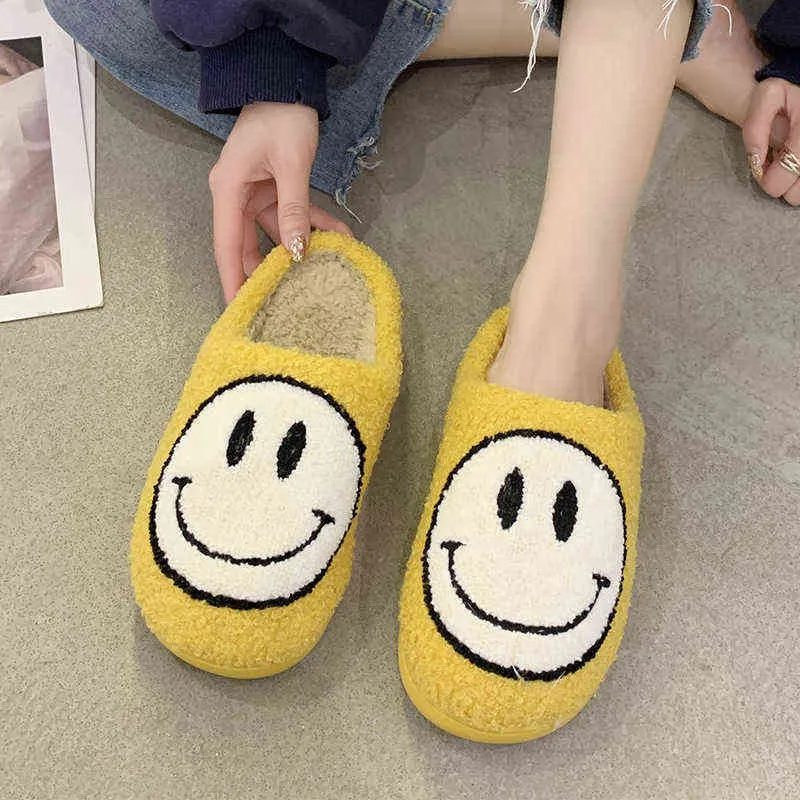 Artminzo Chaussons Smiley Pantoufles À Enfiler Rétro Confortables Et  Confortables en Peluche pour Hommes Femmes avec Smiley,G-38/39EU :  : Mode