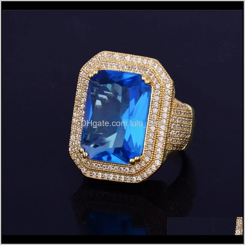 unisex men women fashion ring top quality gold plated big square cz diamond ring for party wedding nice gift for friends