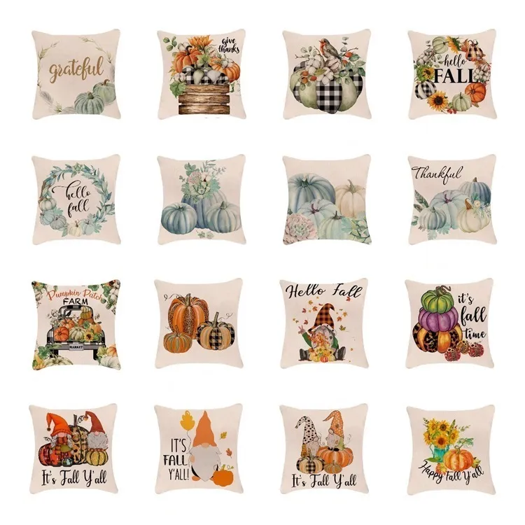 Welcome fall Pillow Case happy autumn Decorations pumpkin pattern linen pillows Cover For Home Textiles by Ocean freight T10I79