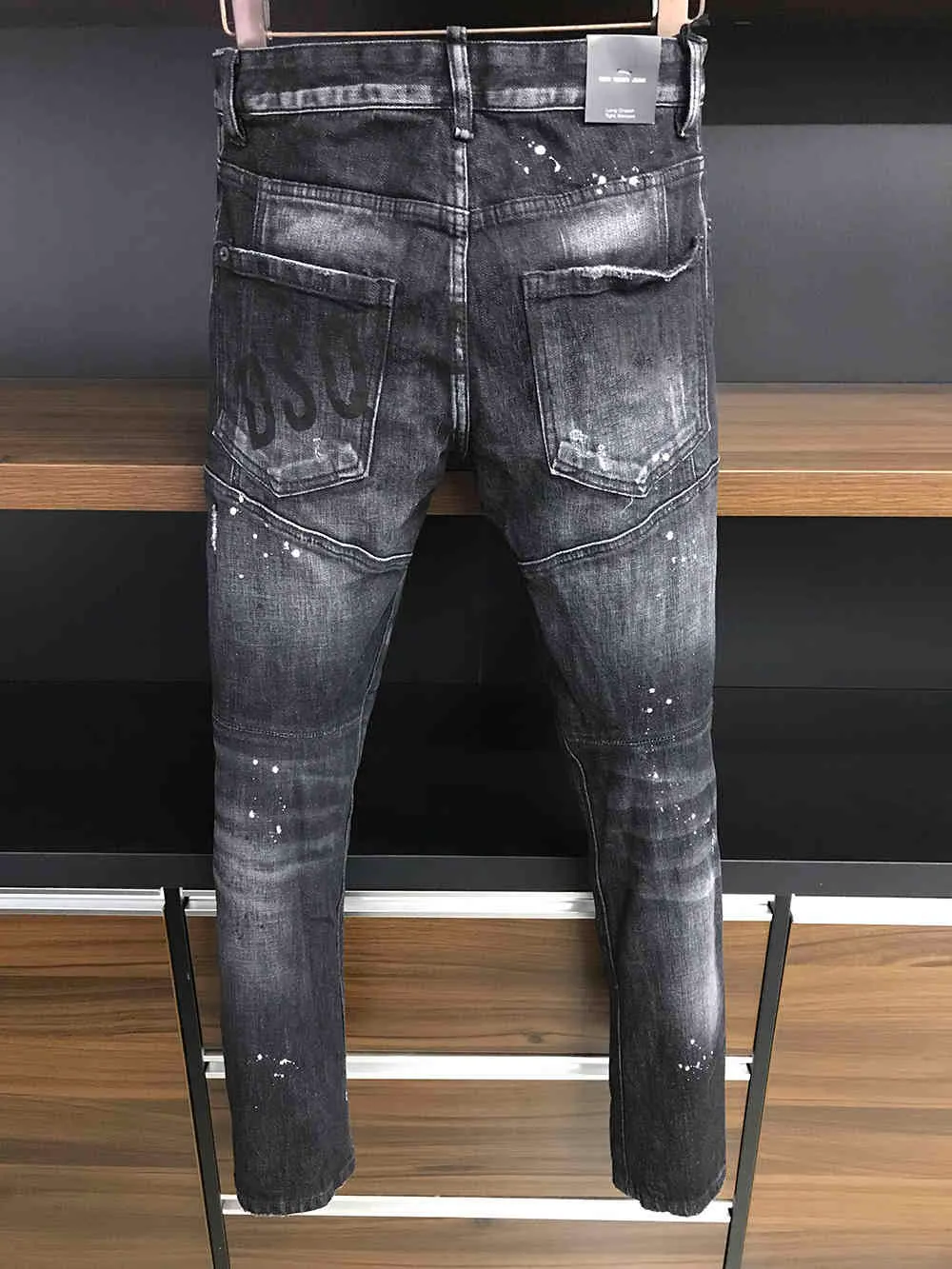 Mężczyźni Jean męskie luksusowe designerskie dżinsy Skinny zgrywanie fajny facet przyczynowe dziury dżinsy moda marka Fit sprane spodnie 68692592