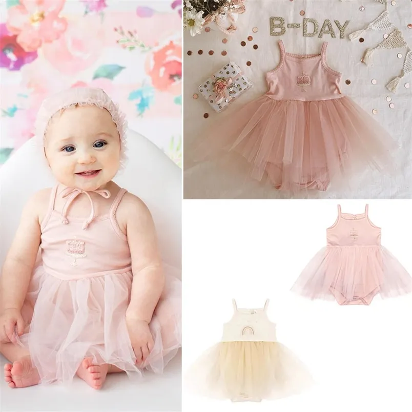 Baby Gril Lovely Birthday Party Wear Tutu Dress Summer Sling Dresses WW Brand Design Rainbow Cute Wedding 210619