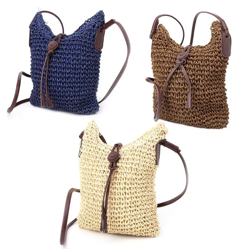 Axelväskor Kvinnor Handväska Väska Straw Weave Tote Purse Lady Beach Hobo Crossbody