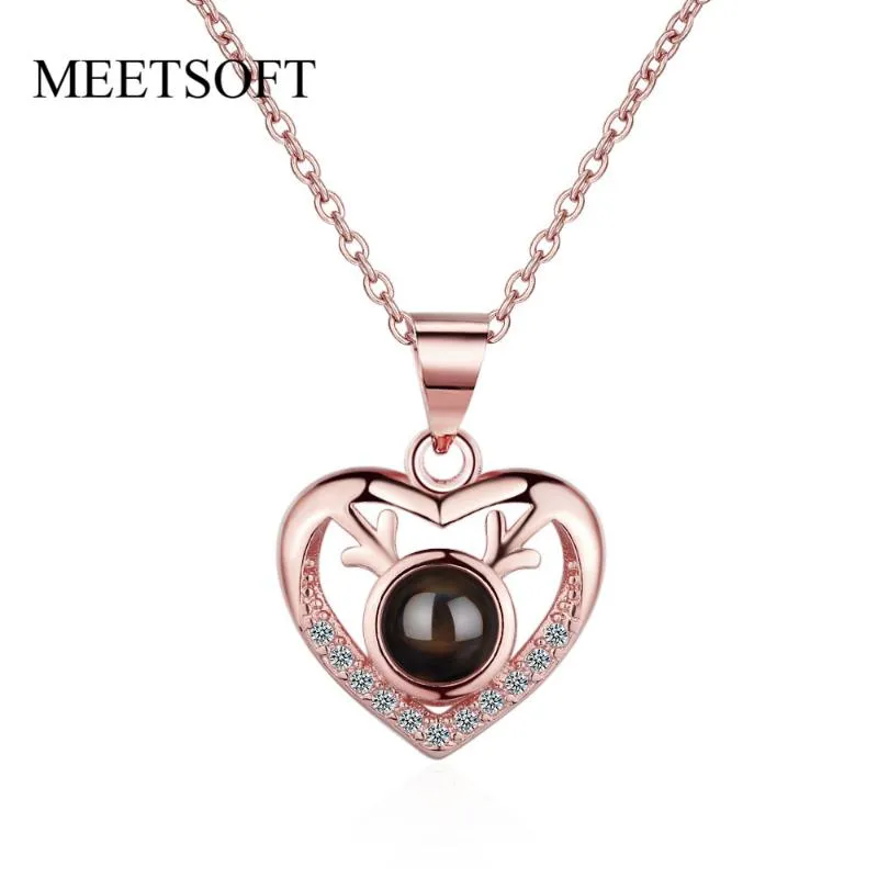 Pendant Necklaces MEETSOFT Silver Plated Necklace Minimalist Clavicle Chain Jewerly Projection Microcarving Zircon Accessories Gift