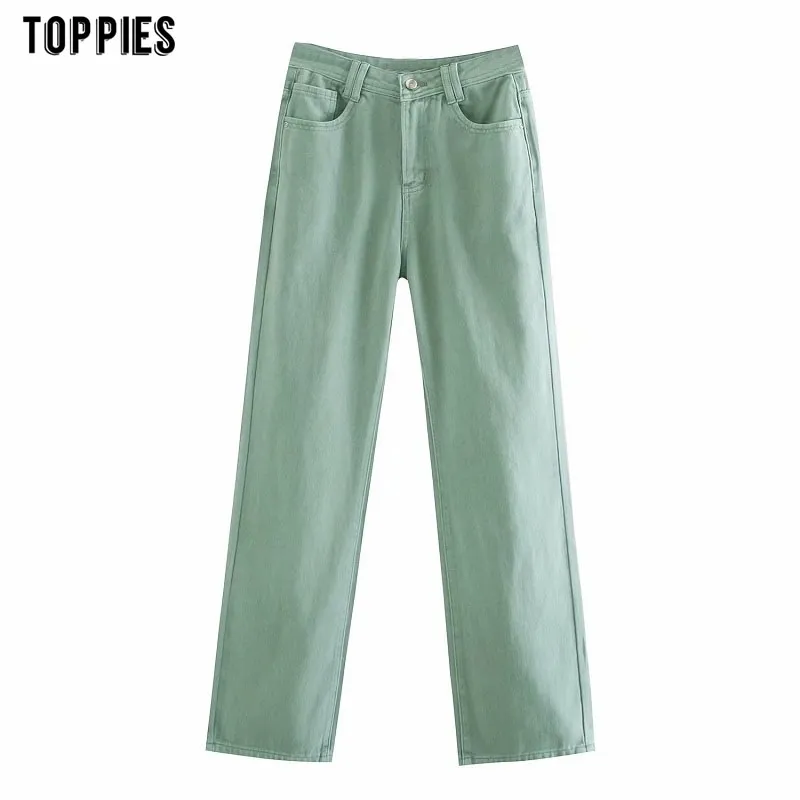 Toppies mulher jeans cintura alta calças retas denim calças femininas streetwear plus tamanho 210412