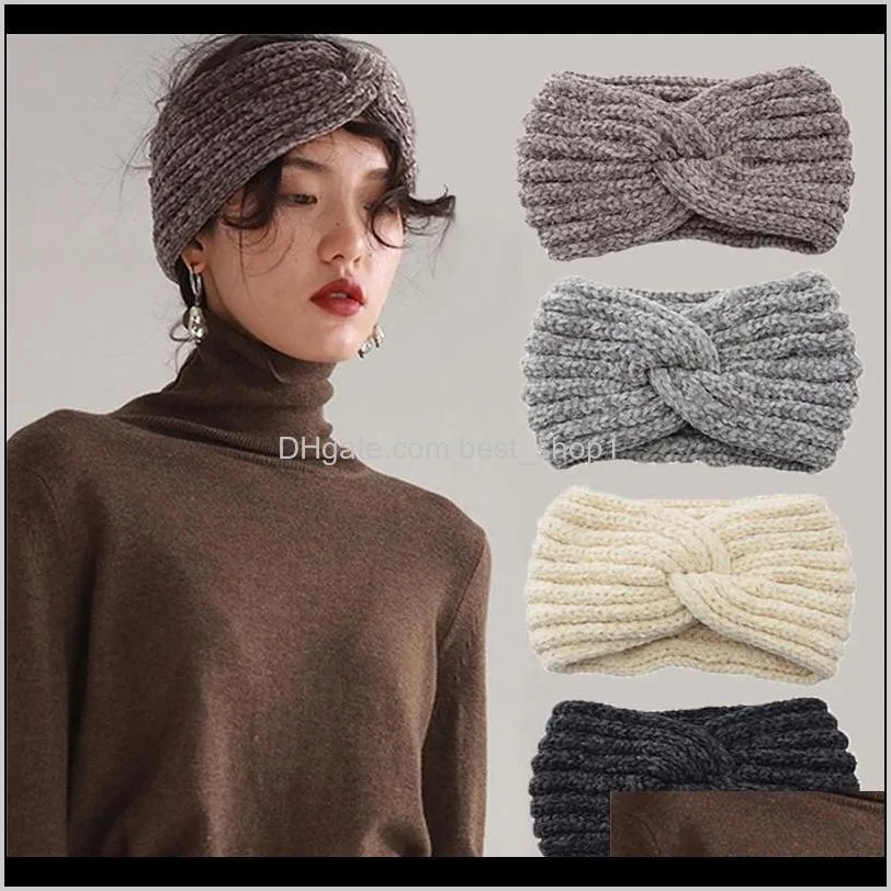  ins new fashion knitted headbands turban crochet twist headwear winter ear warmer headwrap elastic hair band women hair