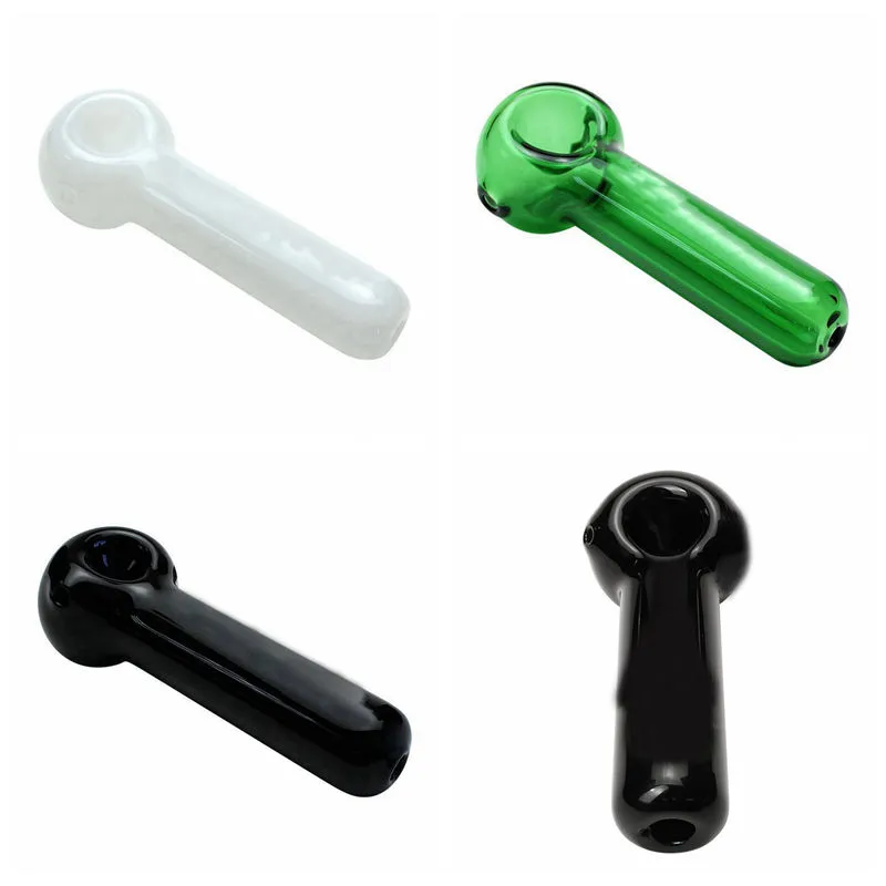 Colorful Handmade Black White Green Pipes Pyrex Thick Glass Dry Herb Tobacco Smoking Handpipe Oil Rigs Decoration Filter Holder Tube DHL Free