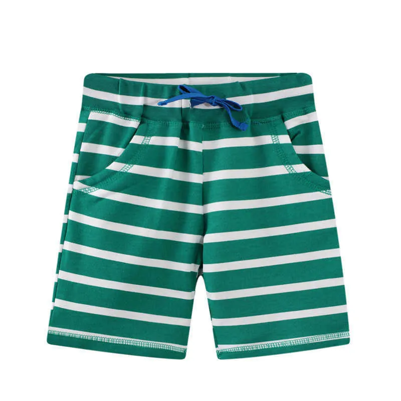 Saltando Metros Moda Moda Calças Crianças Calças de Verão Crianças para Bebê Meninos Shorts Beach Solta Fresca Stripe Green 210529