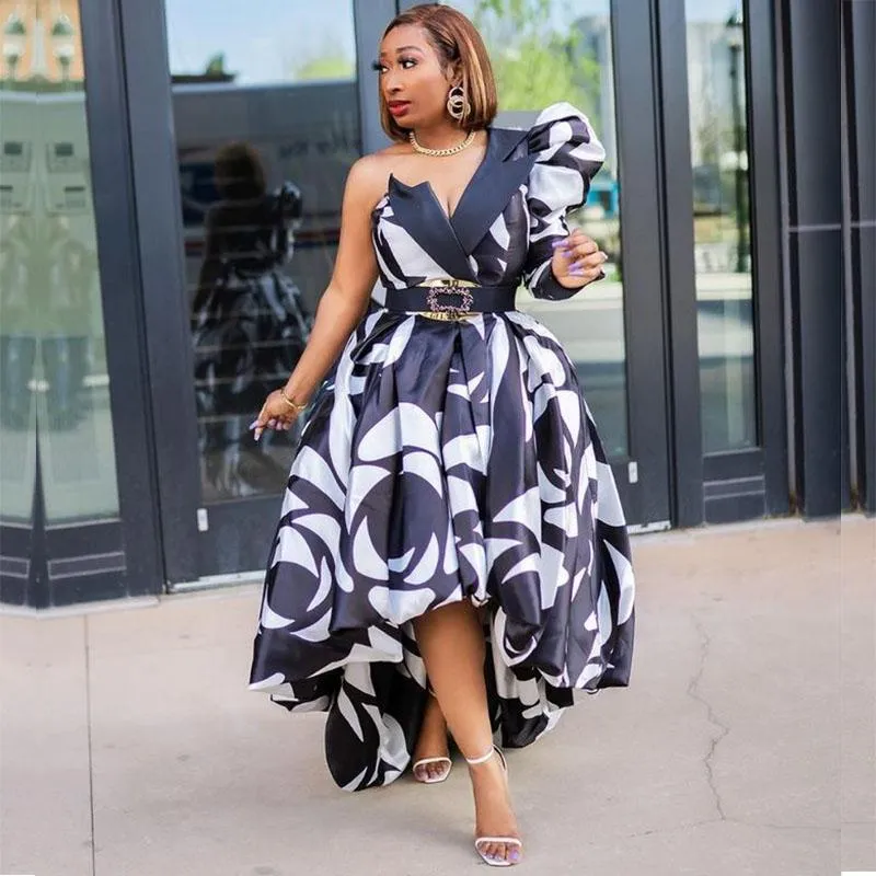 black and white african dress Peasant Swing Dress in Black