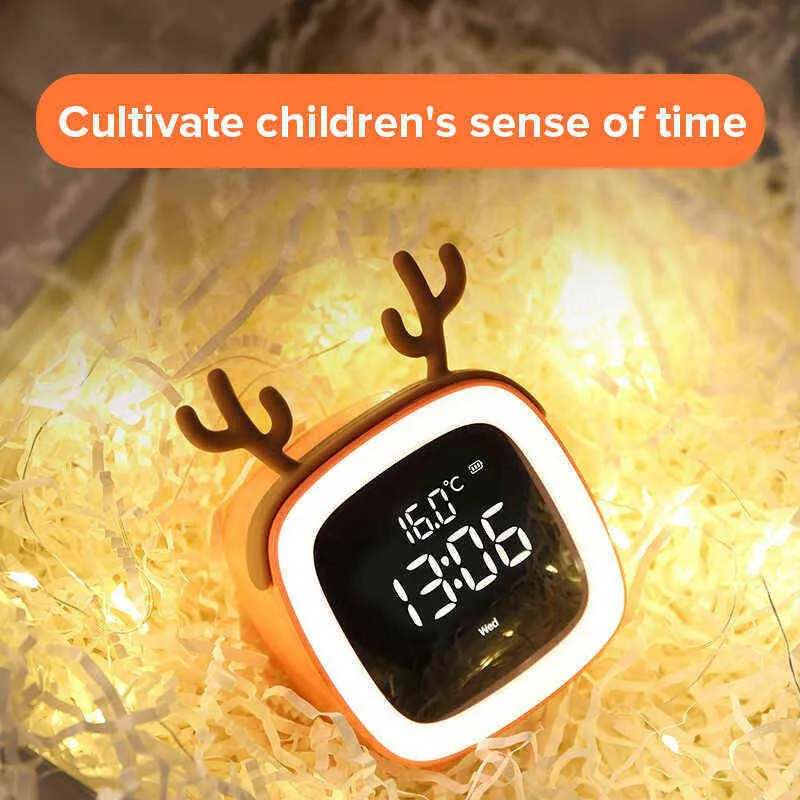 Despertador Infantil Con Luz Nocturna LED – Reloj Digital De Forma De Dibujos Animados, Recargable, Con Termómetro Y Temporizador, Ideal Para La Mesita De Noche De Los Niños