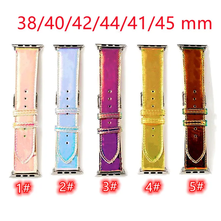 Pulseiras de relógio 42mm 38mm 44mm Para Iwatch Apple straps série 7 45mm 41mm 3 6 SE Bandas Designer de luxo Cinta em relevo Homens Mulheres WatchBand Epidermal Descoloração Couro