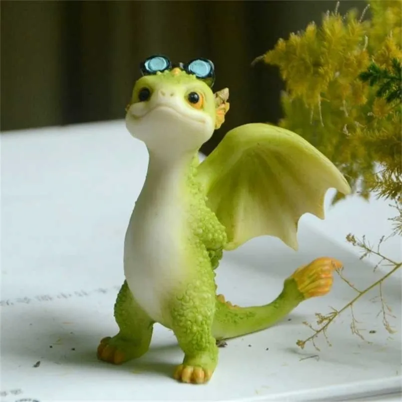 Everyday Collection Resin Simulation Magic Animal Dragon Dinosaur Miniature Fairy Garden Terrarium Bonsai Decor Figurine 211108