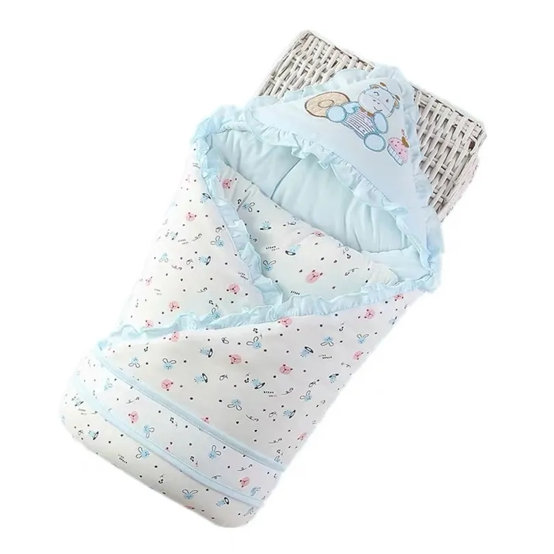 Automne hiver bébé sac de couchage coton enveloppe couvertures dessin animé né emmaillotage Wrap 211105