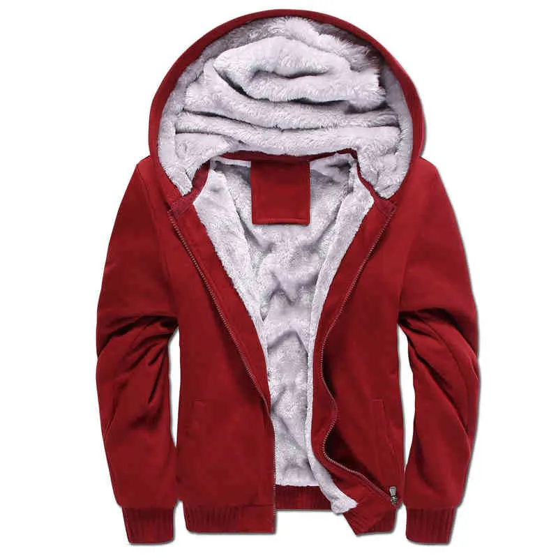 Erkekler Hoodies Kış Kalın Sıcak Polar Erkekler Hoodies Coat Sportwear Erkek Streetwear Hoodies Tişörtü Erkekler Fermuar Hoody 211217