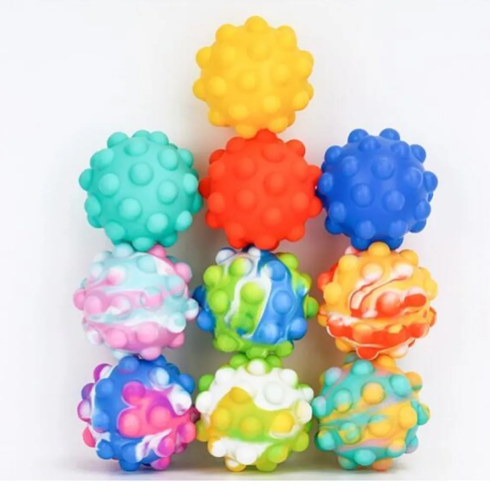 Tie dye arc-en-ciel figget bubble popper jouets boule spongieuse sensorielle silicone doigt amusant push bubbles jeu éducatif balles anti-stress presser jouet enfant cadeau de Noël H91701