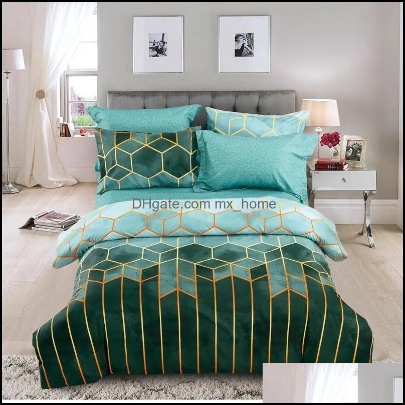 Gold Gradient Lines Bedding Set For Bedroom Comfortable Soft Duvet Cover With Pillowcase Not Sheet Double Bed Sets