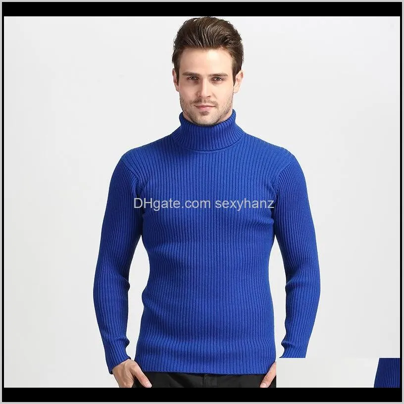 winter mens high collar sweater pullover solid color slim yarn male sweaters turtleneck mens clothing 2020 miesten villapaita apmc#