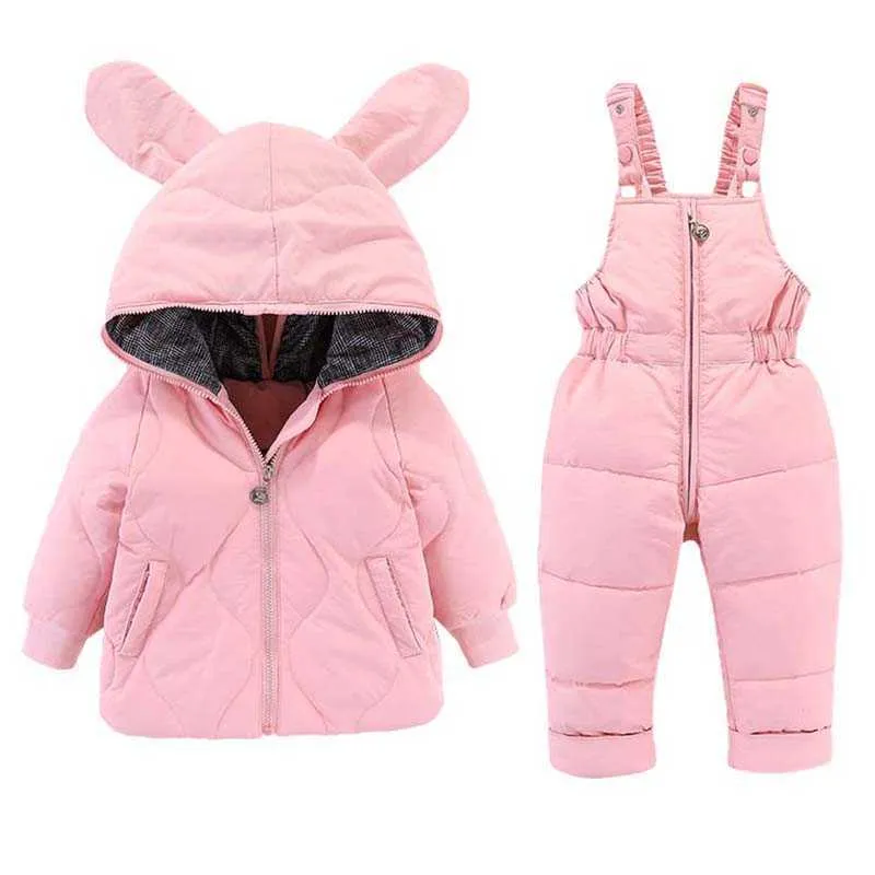 겨울 2 PCS 어린이를위한 소년 Jumpsuit 아이들을위한 아기 소녀 아래로 코트 옷 따뜻한 어린이 의류 유아 Snowsuit 0-3 년 H0909