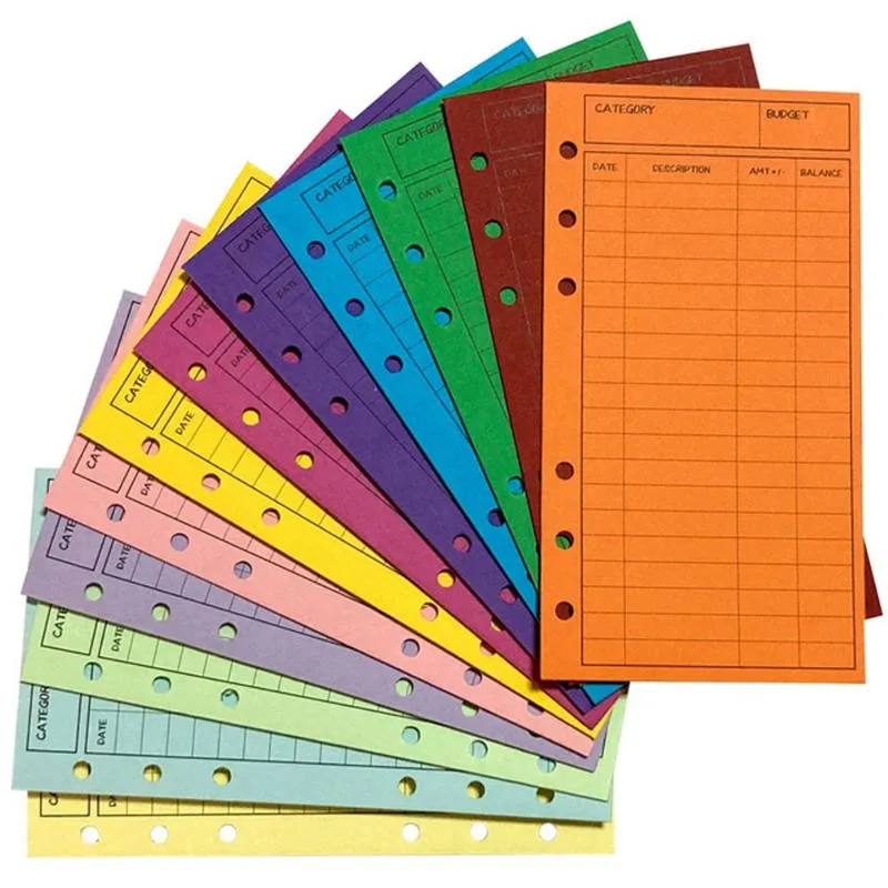 Regalo Wrap 12pcs Budget Bustes Cardstock Sistema di busta in contanti per il risparmio di denaro Assortito Colorsvertical Layout Holenged