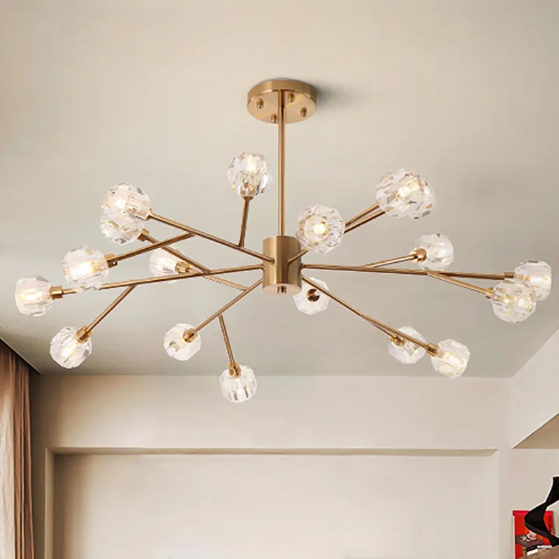 Nordic fashion transparent crystal Pendant Lamps modern living room ceiling lamps bedroom restaurant G9 LED Iron Chandelier