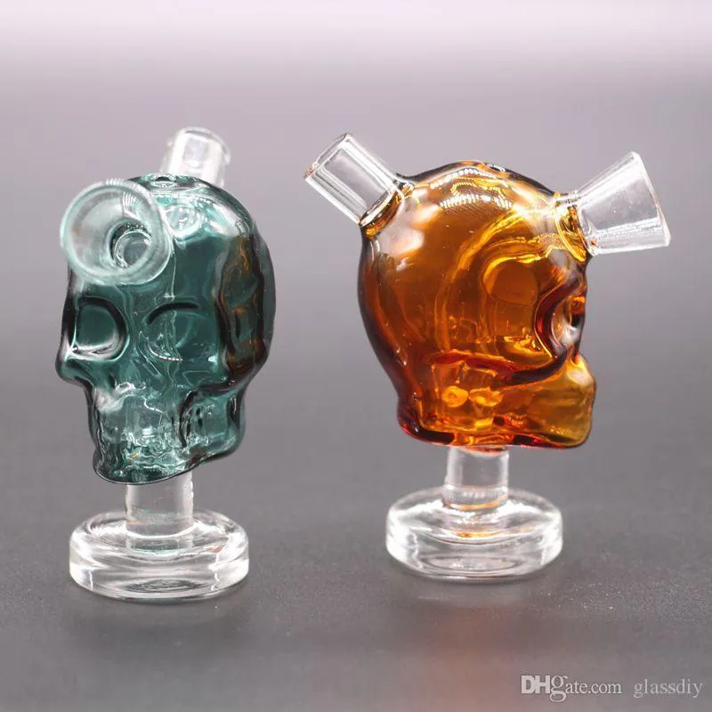 Mini Skull glasbong vattenpipa Blunt Bubbler Smoking Bubble Small Water Hand Pipeskål