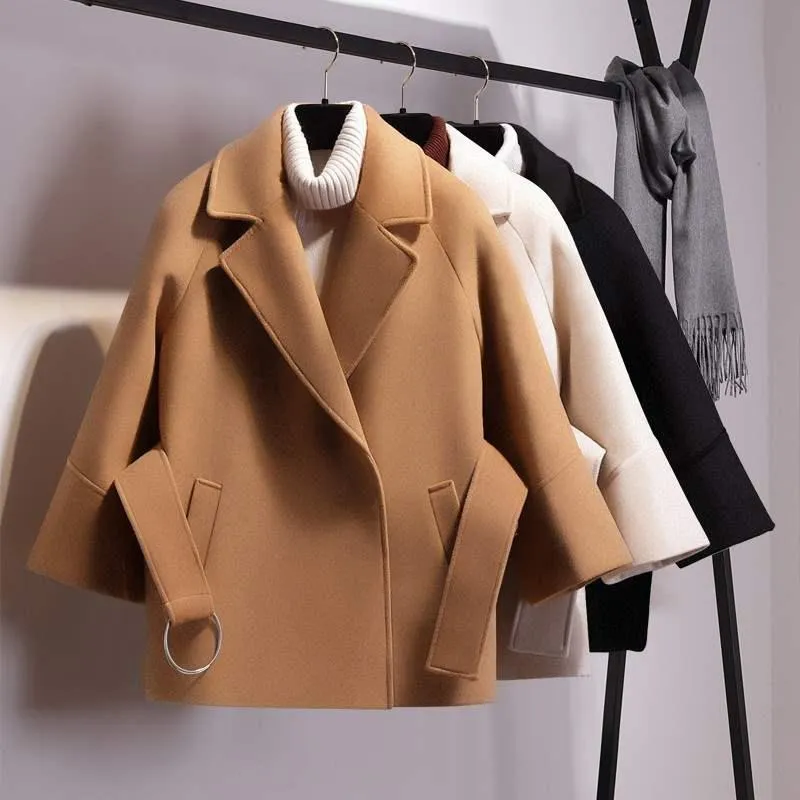 YIZZHOY Womens Short Woolen Toddler Coat With Belt And Turn Down Collar Casual Loose Trench Toddler Coat For Plus Size Women From Zhaoliyin 33.53 DHgate.Com