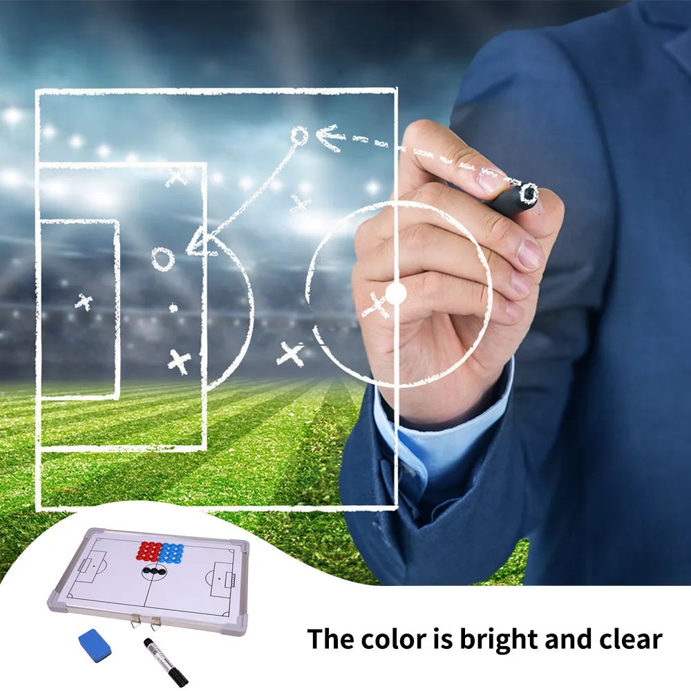 Placa tática de futebol magnética orientação de treinamento placa de suspensão cantos de borracha dupla face táticas de futebol coaching boards154c