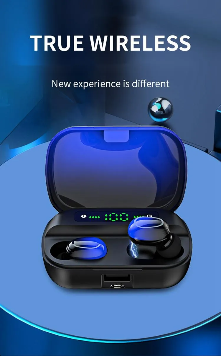 Bluetooth wireless earphones HB-LX beautiful gradient colors tws waterproof sport headphone earphone earbuds LED charger case