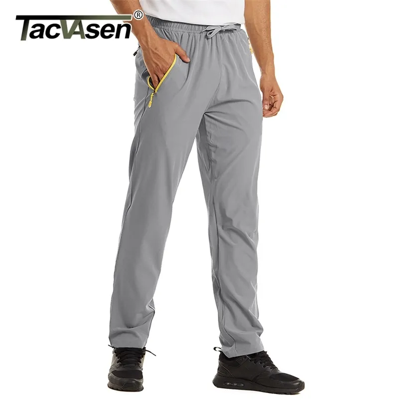 TACVASEN Breathable Lightweight Hiking Pants Mens Quick Dry Outdoor Sports Summer Trekking Fishing Zipper Pockets Trousers 210715
