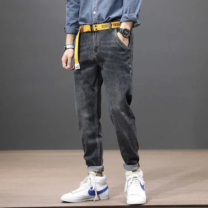 Koreański styl moda mężczyźni dżinsy luźne dopasowanie dżinsowe spodnie harem wysokiej jakości Streetwear Hip Hop Vintage Designer Szerokie spodnie nogi