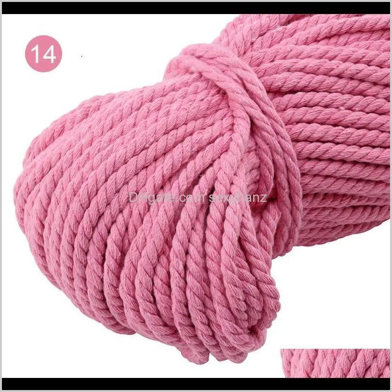 5mm colorful twine diy accessories macrame twisted round cotton cord cotton rope for wall hanging 100yards1