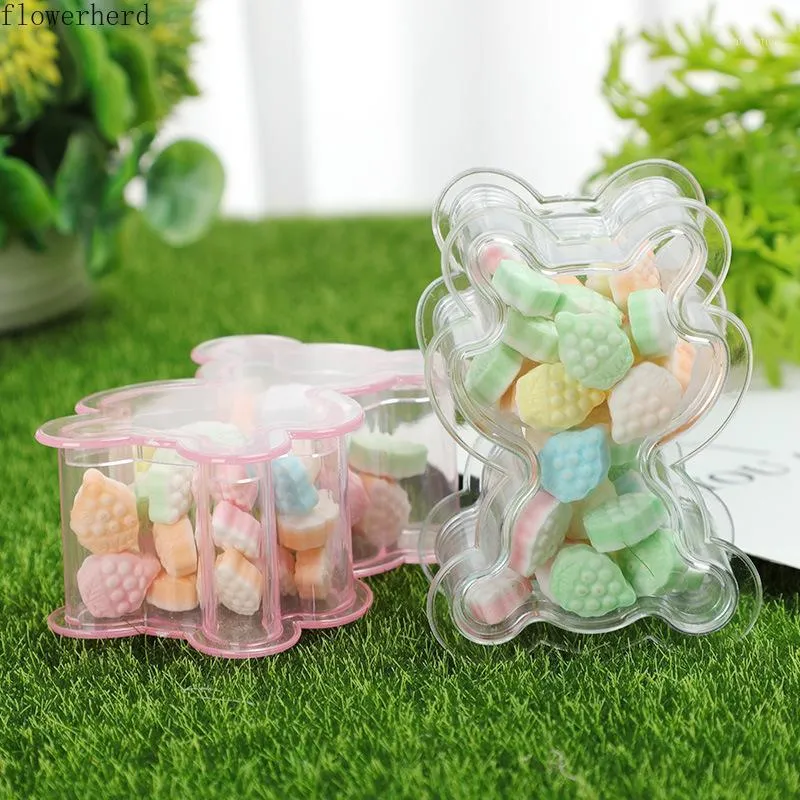 Envoltório de presente 5 pcs Plástico transparente desenhos animados urso de doces caixa de casamento fornece embalagem de embalagens de embalagem