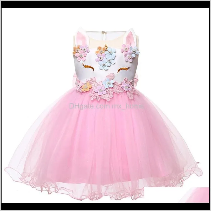 baby girls unicorn dresses 4 design tutu sleeveless back button floral appliqued beaded lace dress party clothes 0-2t 04