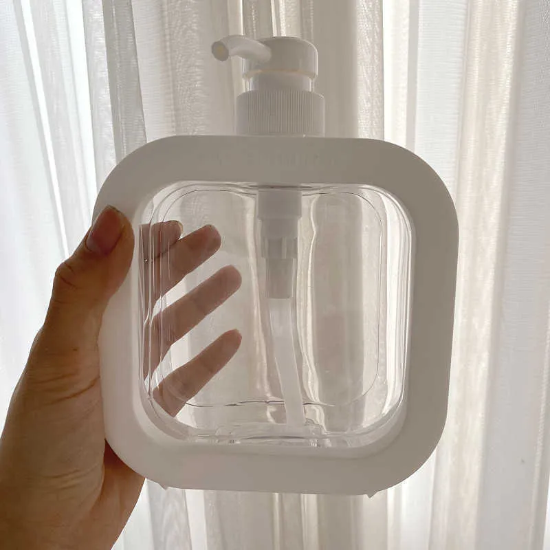 500mlのバスルーム収納Sシャワーの詰め替え可能なプラスチックの取り外し可能なシャンプープレスボトル液体石鹸ディスペンサー
